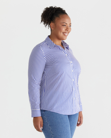 Stripe Lily Voile Shirt in BLUE/WHITE