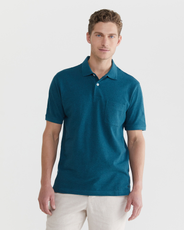 Pique Polo Melange in LAGOON