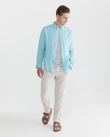 Yard Dyed Linen Shirt in TEAL