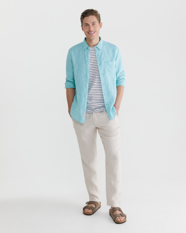 Yard Dyed Linen Shirt in TEAL