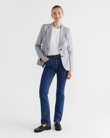 Stina Check Blazer in NAVY/WHITE