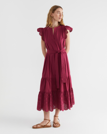 Sorrento Broderie Dress in PINOT