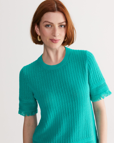Cynthia Fringe Knit in TURQUOISE