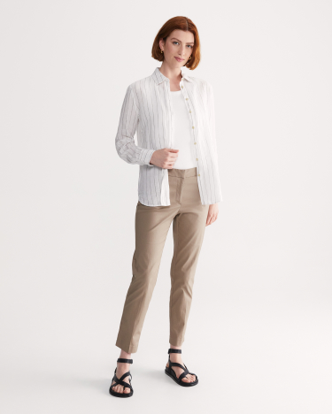 Dahlia Pinstripe Linen Shirt in MULTI WHITE