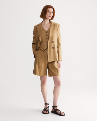 Rosa Double Breasted Blazer in TAN