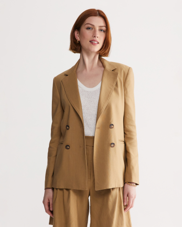 Rosa Double Breasted Blazer in TAN