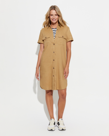 Rosa Shirt Dress in TAN