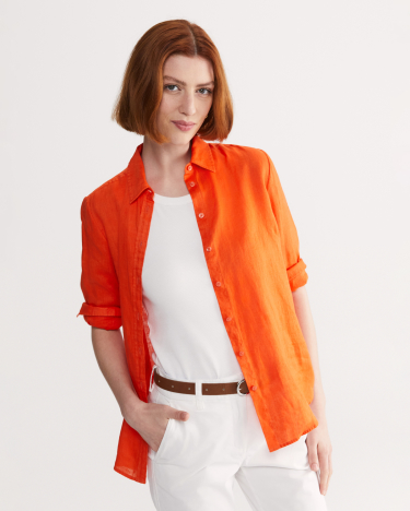 Dahlia Linen Shirt in MELON