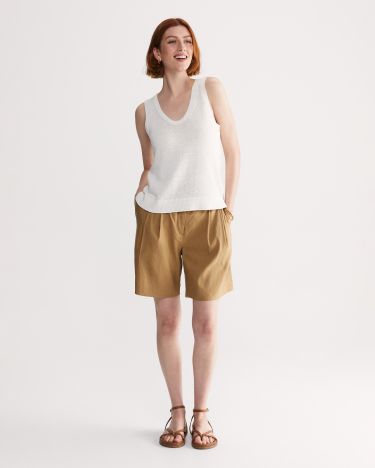 Josie Tape Yarn Singlet in WHITE