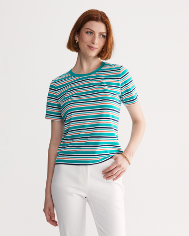 The Perfect Stripe Tee in GREEN MULTI