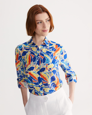 Cleo Cotton Silk Shirt in MULTI