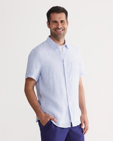 Stripe Linen Shirt in BLUE/WHITE