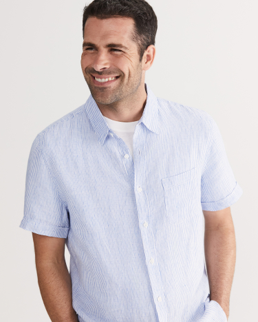 Stripe Linen Shirt in BLUE/WHITE