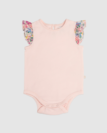 Lola Liberty Frill Baby Bodysuit in PINK