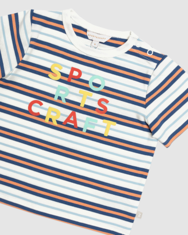 Alby Stripe Cotton Baby Tee in BLUE MULTI