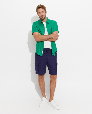 Linen Short Sleeve Shirt in JUNGLE