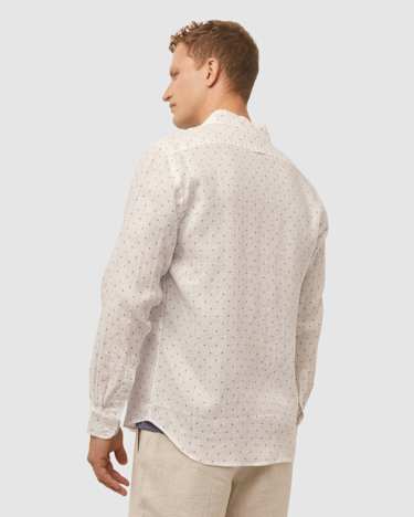 Printed Linen Shirt in BLUE