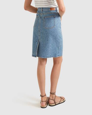 Brodie Denim Skirt in WASHED DENIM