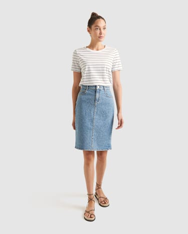 Brodie Denim Skirt in WASHED DENIM