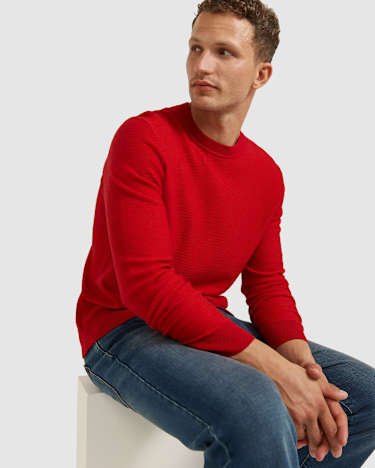 Ethan Wool Blend Crew Knit in RED