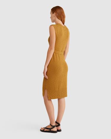Prairie Knit Dress in MOCHA
