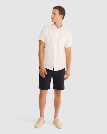 Linen Short Sleeve Shirt in WHITE