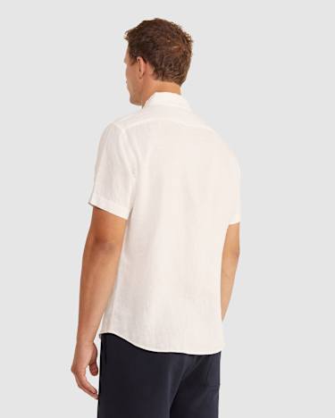 Linen Short Sleeve Shirt in WHITE
