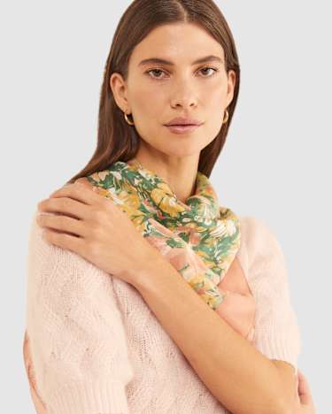 Flora Square Silk Scarf in PINK MULTI