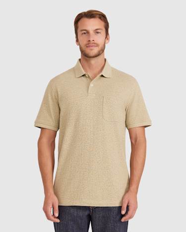 Pique Polo Melange in LIGHT OLIVE