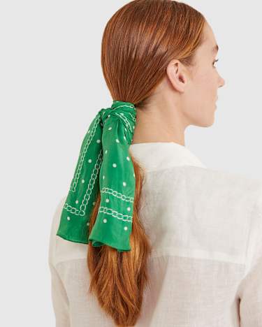 Spot Silk Scarf in GREEN