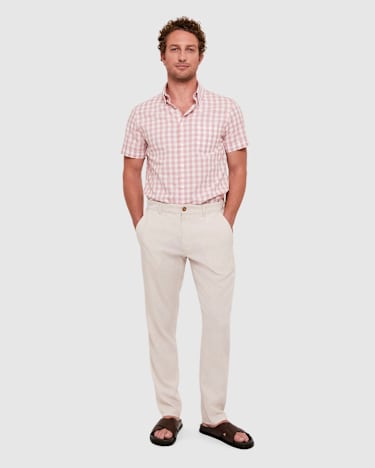 Penfield Short Sleeve Shirt in PINK/WHITE