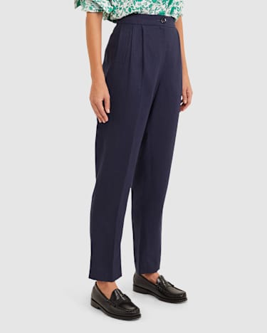 Freya Linen Pant in NAVY