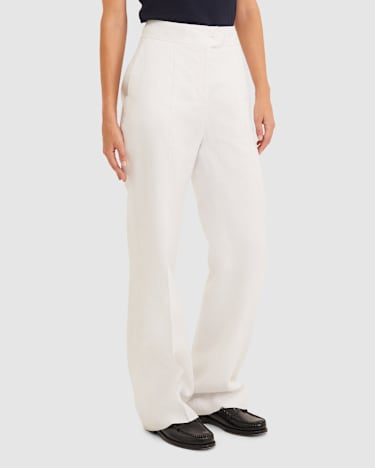 Freya Relaxed Linen Pant in WHITE