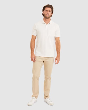 Pique Polo Melange in OATMEAL