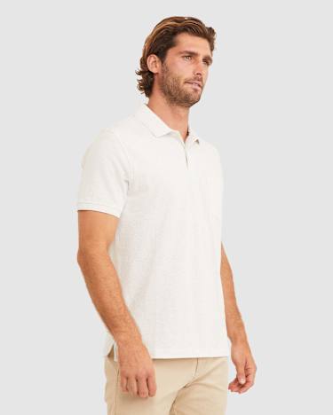 Pique Polo Melange in OATMEAL