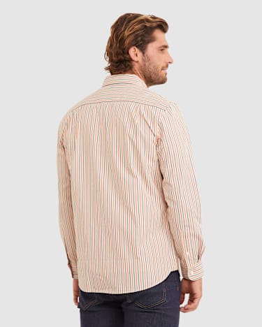 Bromwich Long Sleeve Regular Stripe Shirt in LATTE