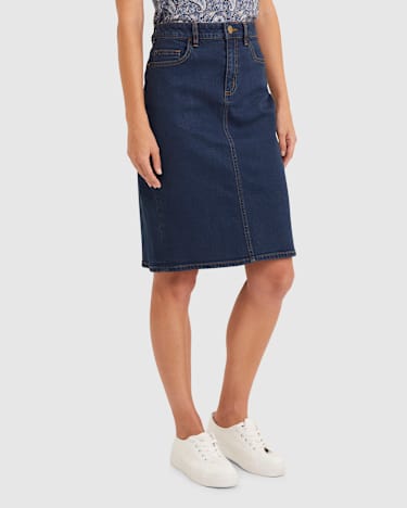 Brodie Denim Skirt in DARK WASH