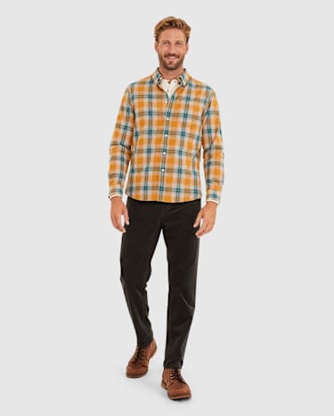 Norman Check Tapered Shirt in GOLD