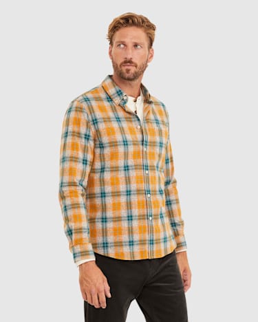 Norman Check Tapered Shirt in GOLD