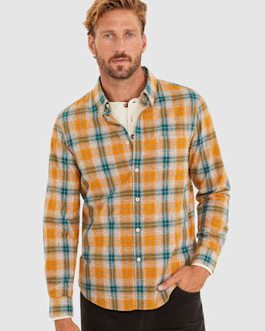 Norman Check Tapered Shirt in GOLD