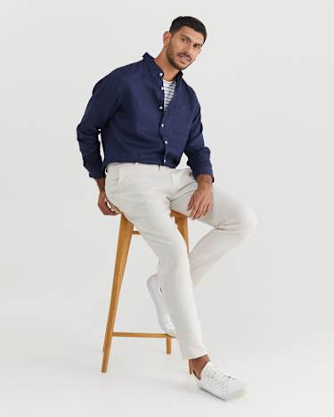 Linen Cotton Chino in HESSIAN
