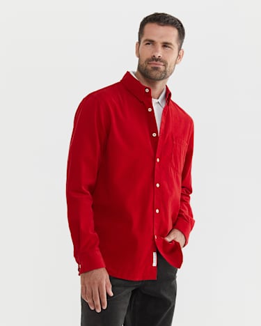 Griffiths Cord Regular Shirt in CRIMSON