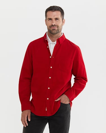 Griffiths Cord Regular Shirt in CRIMSON