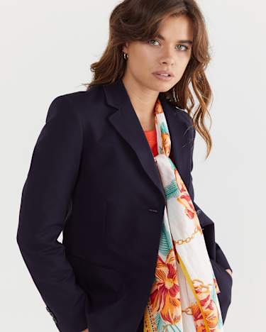Peony Cotton Silk Scarf in RED MULTI