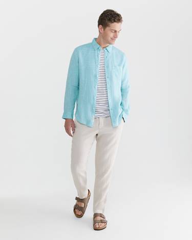 Yard Dyed Linen Shirt in TEAL