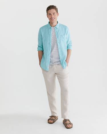 Yard Dyed Linen Shirt in TEAL