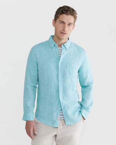 Yard Dyed Linen Shirt in TEAL