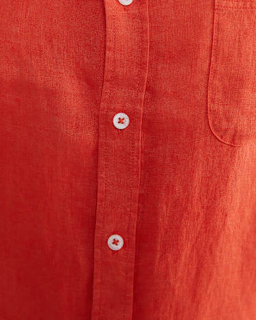 Linen Long Sleeve Shirt in RED