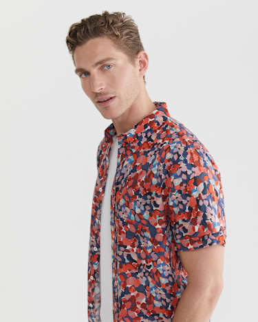 Alpha Tapered Shirt in RED MULTI