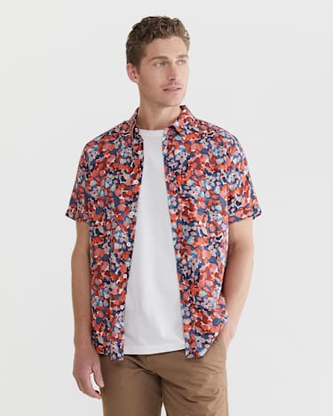 Alpha Tapered Shirt in RED MULTI